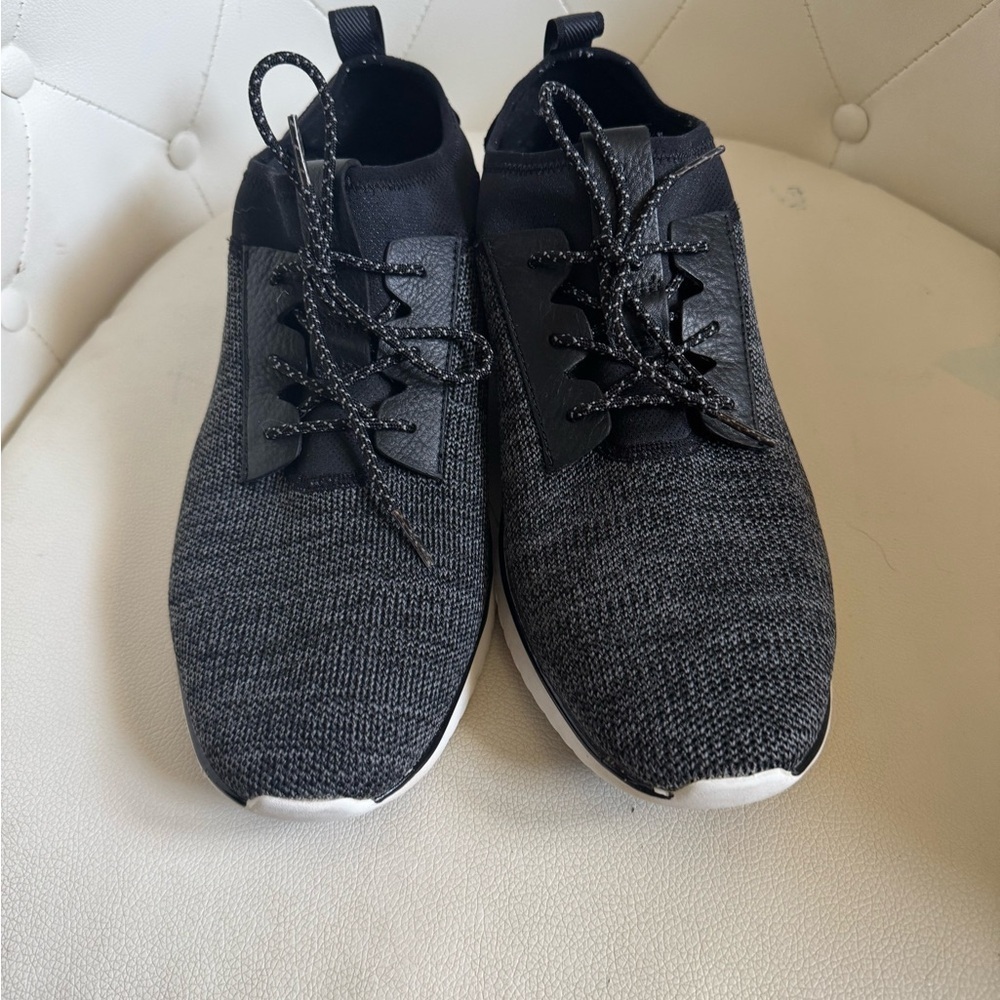 Cole Haan Black and Gray Knit Sneakers with Sock-Like Collar
